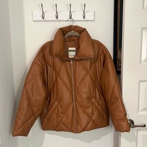 Abercrombie & Fitch Vegan Leather Puffer Jacket
